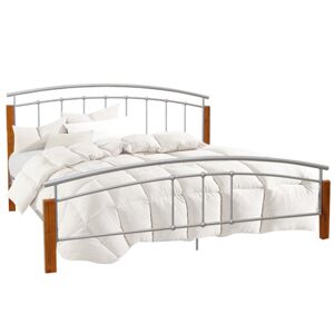 KONDELA Manželská posteľ, drevo jelša/strieborný kov, 180x200, MIRELA