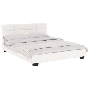 KONDELA Manželská posteľ s roštom, 160x200, biela ekokoža, MIKEL