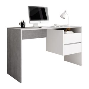 KONDELA PC stôl, betón/biely mat, TULIO