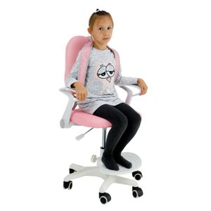 KONDELA Rastúca stolička s podnožou a trakmi, ružová/biela, ANAIS