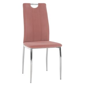 KONDELA Jedálenská stolička, ružová Velvet látka/chróm, OLIVA NEW