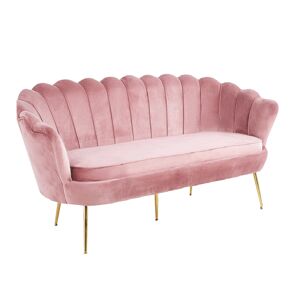 KONDELA Luxusná pohovka, 3-sed, ružová Velvet látka/chróm zlatý, štýl Art-deco, NOBLIN