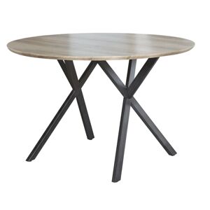 KONDELA Jedálenský stôl, dub sivý/čierna, priemer 100 cm, AKTON