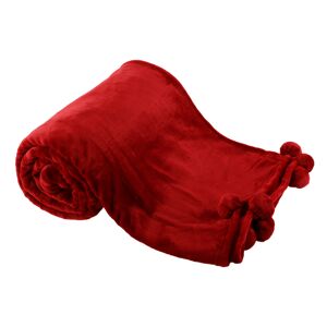 KONDELA TEMPO-KONDELA LUANG, plyšová deka s brmbolcami, bordová, 150x200 cm
