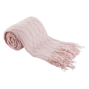 KONDELA TEMPO-KONDELA SULIA TYP 1, pletená deka so strapcami, svetloružová, 120x150 cm
