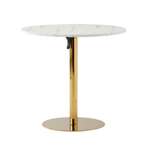 KONDELA Jedálenský stôl, svetlý mramor/gold chróm - zlatý, priemer 80 cm, LAMONT