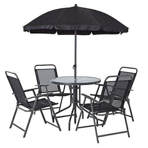 Set zahradny LETICIA GREY, stôl 85x71 cm, 4x stolička 74x53x91 cm, dáždnik 180 cm