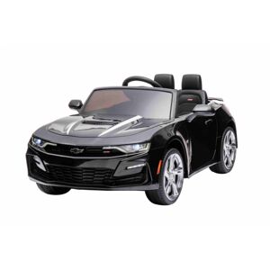 Elektrické autíčko Chevrolet Camaro 12V, čierne, 2,4 GHz diaľkové ovládanie, Otváravé dvere, EVA kolesá, LED Svetlá, koženkové sedadlo, 2 X MOTOR, USB/SD Vstup, ORGINAL licencia