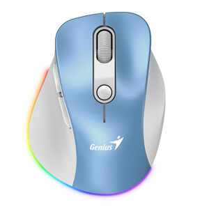 Myš bezdrôtová, Genius Ergo 9000S Pro, bielo-modrá, optická, 2400DPI