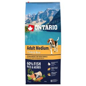 ONTARIO DOG ADULT MEDIUM 7 FISH AND RICE (12KG)
