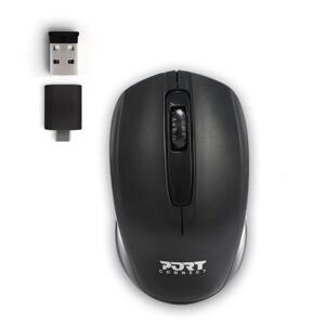 PORT CONNECT Wireless office, bezdrátová myš, USB-A/USB-C dongle, 2,4Ghz, 1000DPI, černá
