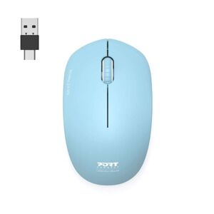 PORT CONNECT Wireless COLLECTION, bezdrátová myš, USB-A a USB-C dongle, 2.4Ghz, 1600DPI, azurová