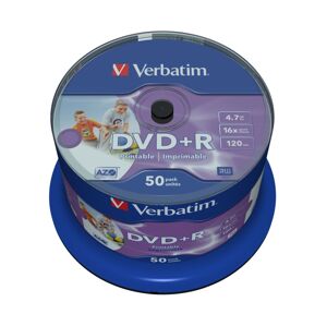DVD+R Verbatim 4,7 GB (120min) 16x WIDE Printable 50-cake NON-ID