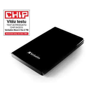 HDD 2.5" 2TB USB 3.0 černý, Green Button, externí harddisk Store &apos;n&apos; Go Verbatim