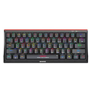 Marvo KG962G EN - R, klávesnica US, herná, mechanická typ drôtová (USB), čierna, RGB, červené spínače