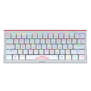 Marvo KG962G WH EN - R, klávesnica US, herná, mechanická typ drôtová (USB), biela, RGB, červené spínače